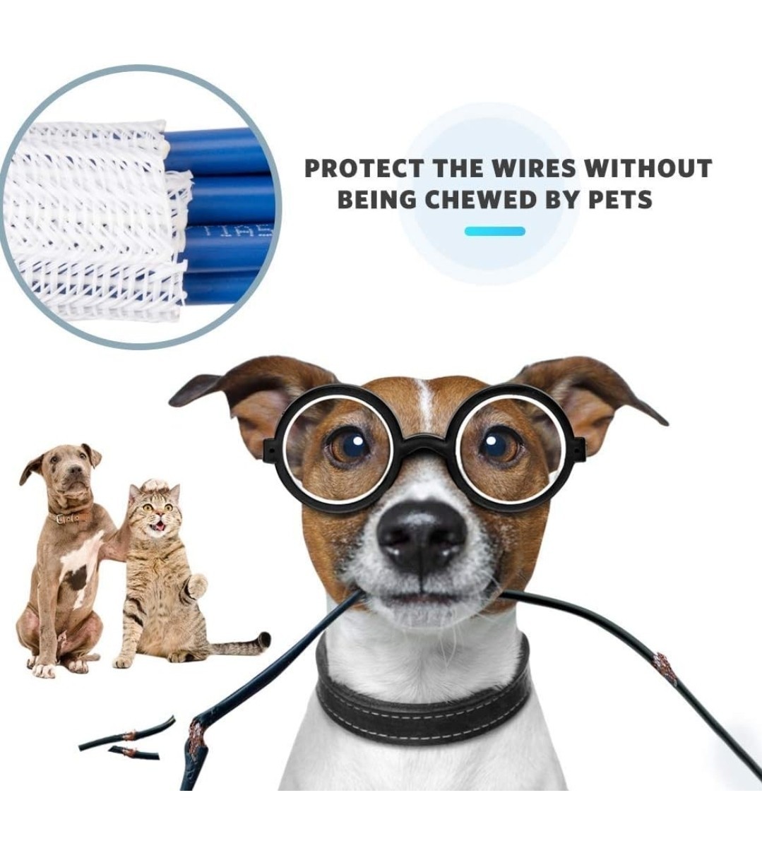 10ft Cord Tidy & Protector Wire Sleeve Cord Loom for Cables White Pet Friendly - Image 4