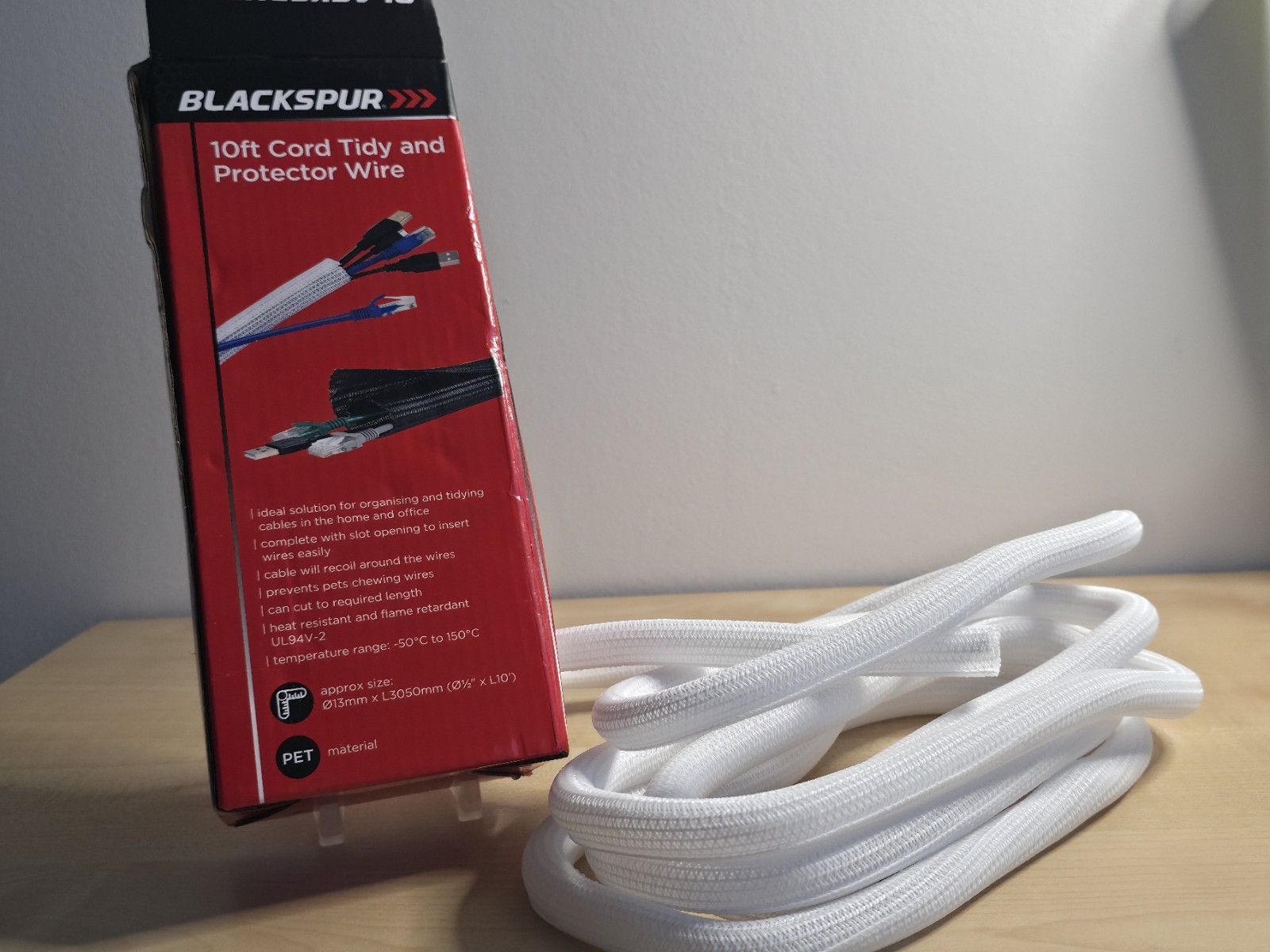 10ft Cord Tidy & Protector Wire Sleeve Cord Loom for Cables White Pet Friendly - Image 7