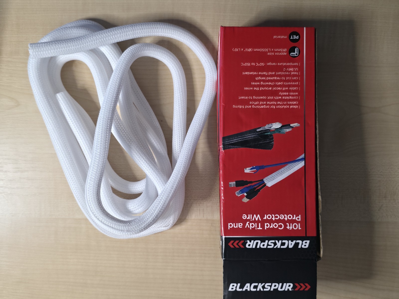 10ft Cord Tidy & Protector Wire Sleeve Cord Loom for Cables White Pet Friendly - Image 16