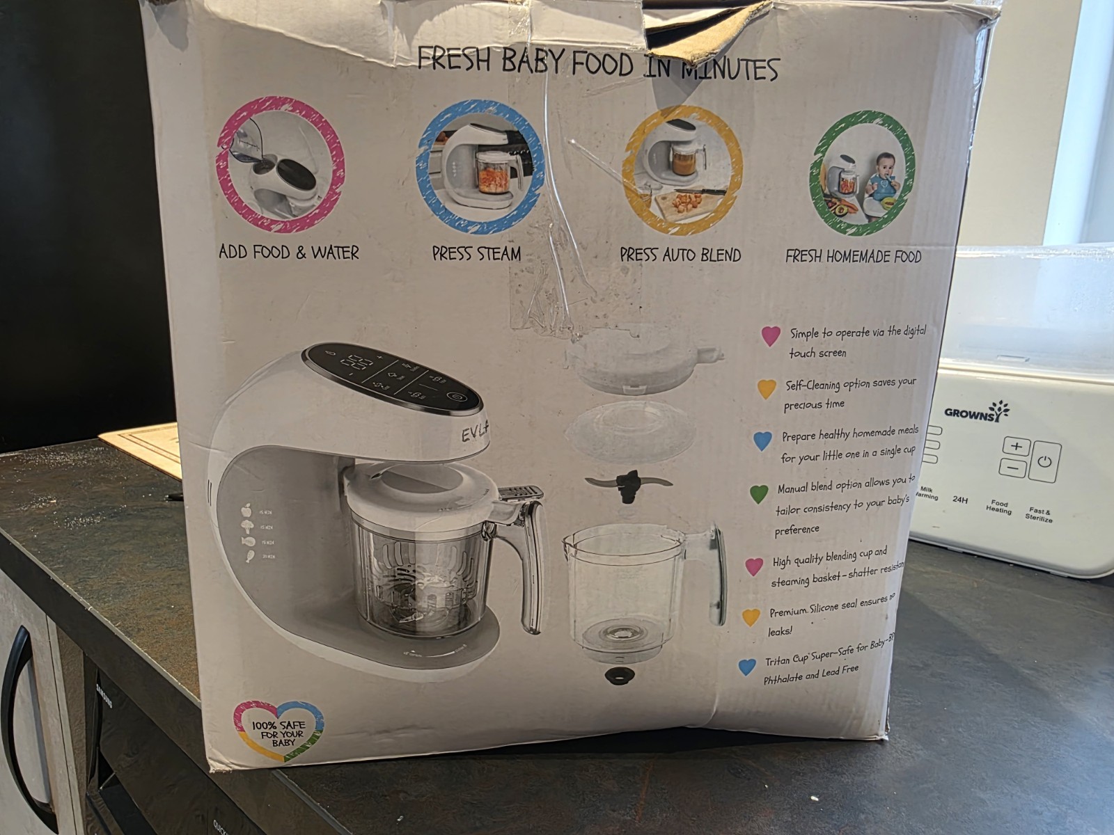 Evla Baby Food Maker Processor Steam & Blend Touch Screen + Accessories White - Image 11