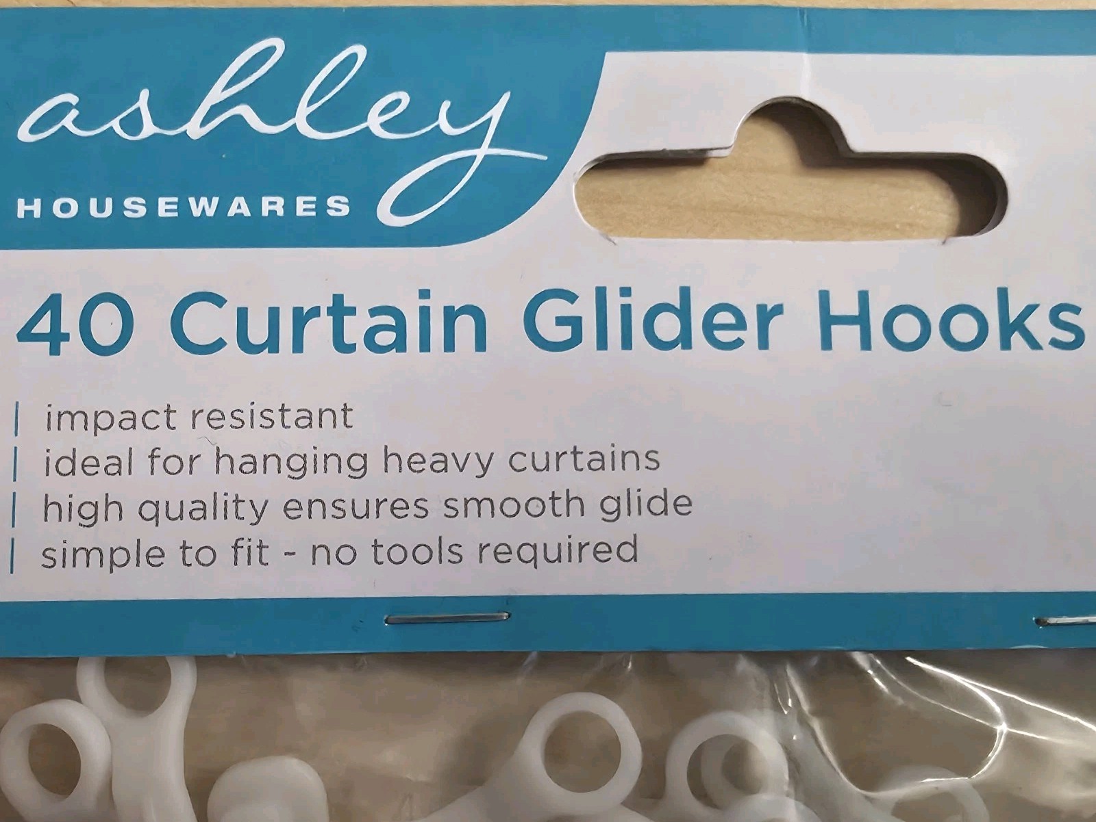 40 Curtain Glider Hooks For Heavy & Light Curtains Smooth Glide White For All - Image 2