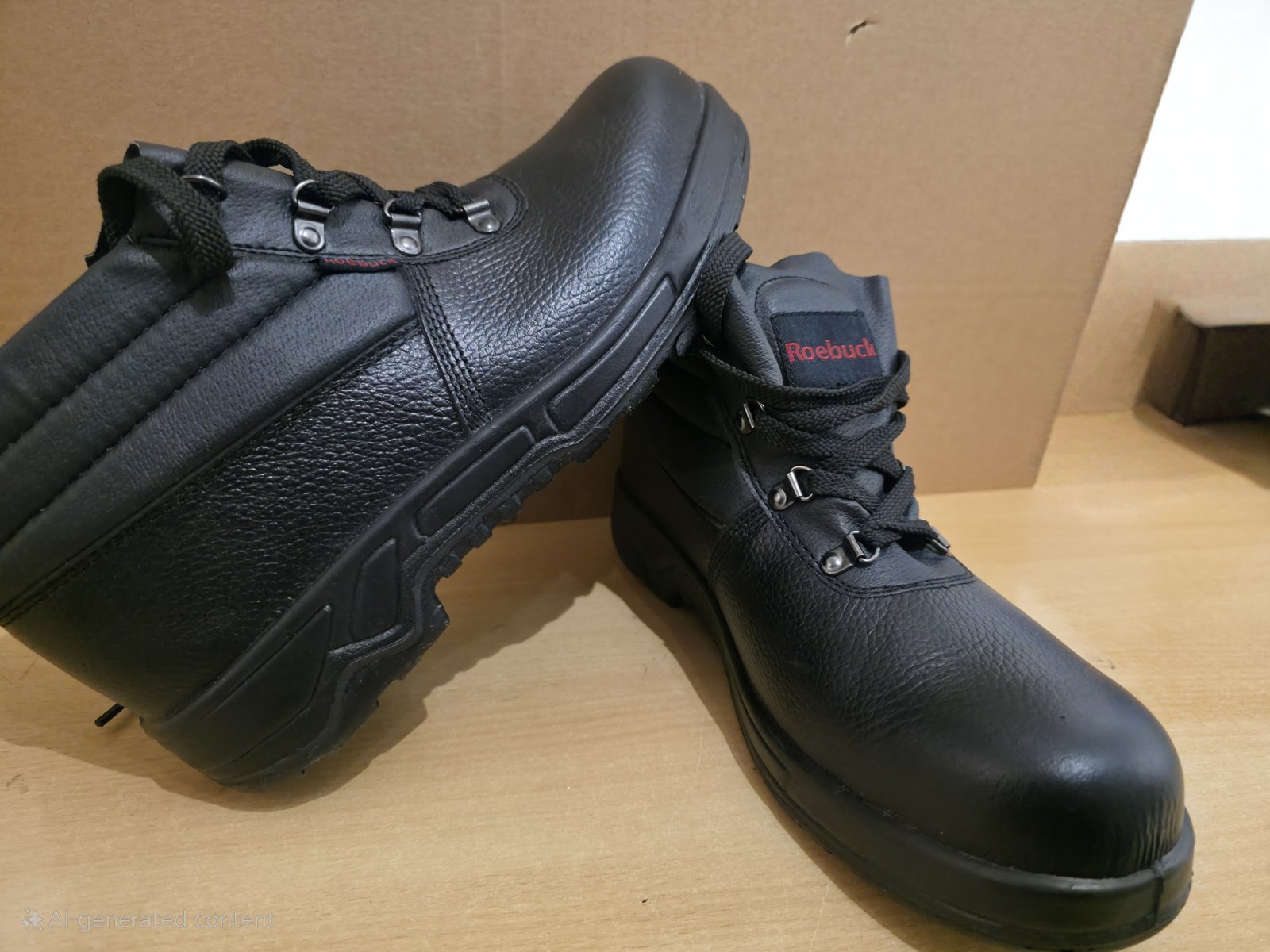 Men's RoeBucks Black Steel Toe Saftey Boots 6 Anti Slip Model Antistatic Size 10