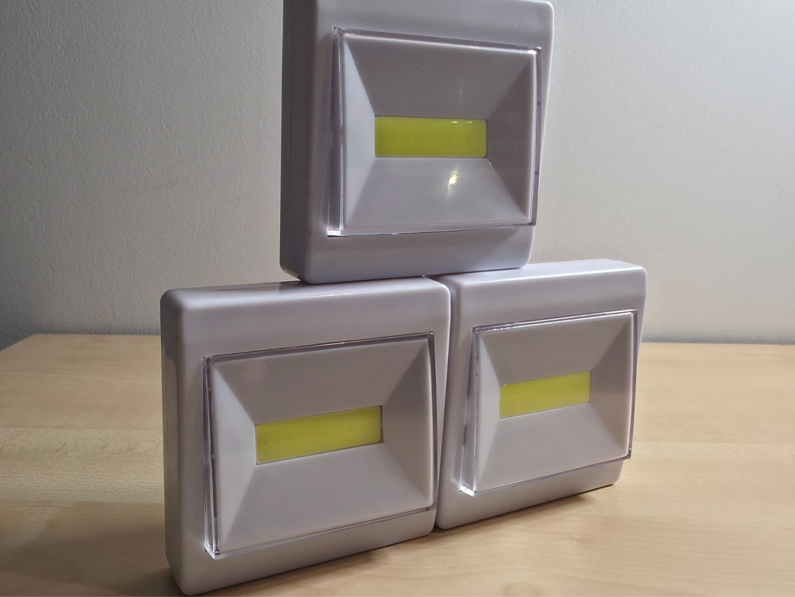 3X LED Lights Battery Push Bright Stick on For Kitchen Cabinet Cupboard Showcase