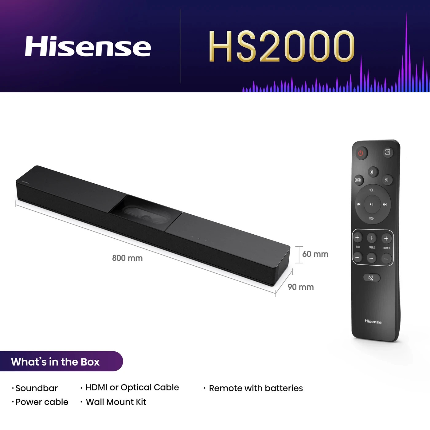 240W Hisense HS2000 2.1ch Soundbar Visual Built-Woofer DTS | Powerful Bass Audio - Image 4