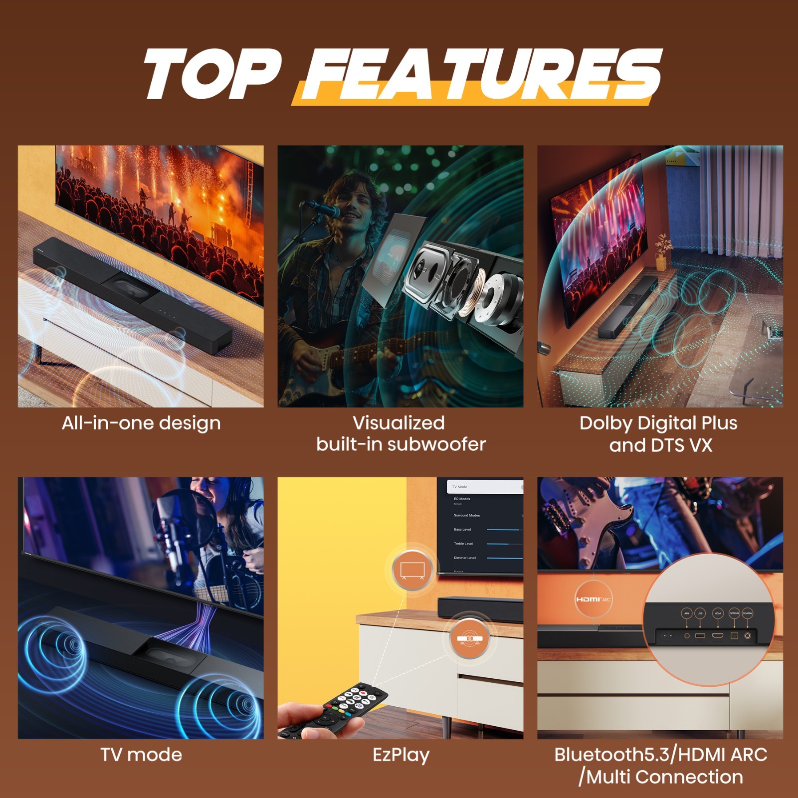 240W Hisense HS2000 2.1ch Soundbar Visual Built-Woofer DTS | Powerful Bass Audio - Image 7