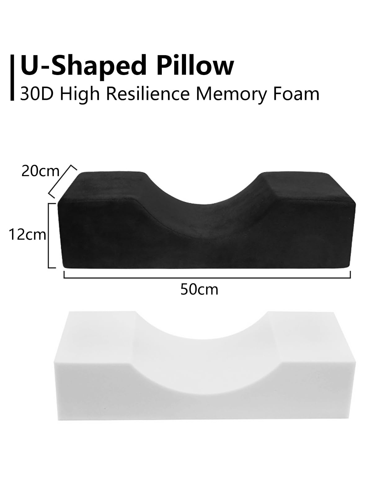 Lash Pillow for Eyelash Extensions U Shape Flannel Cushion Salon Black - Image 2