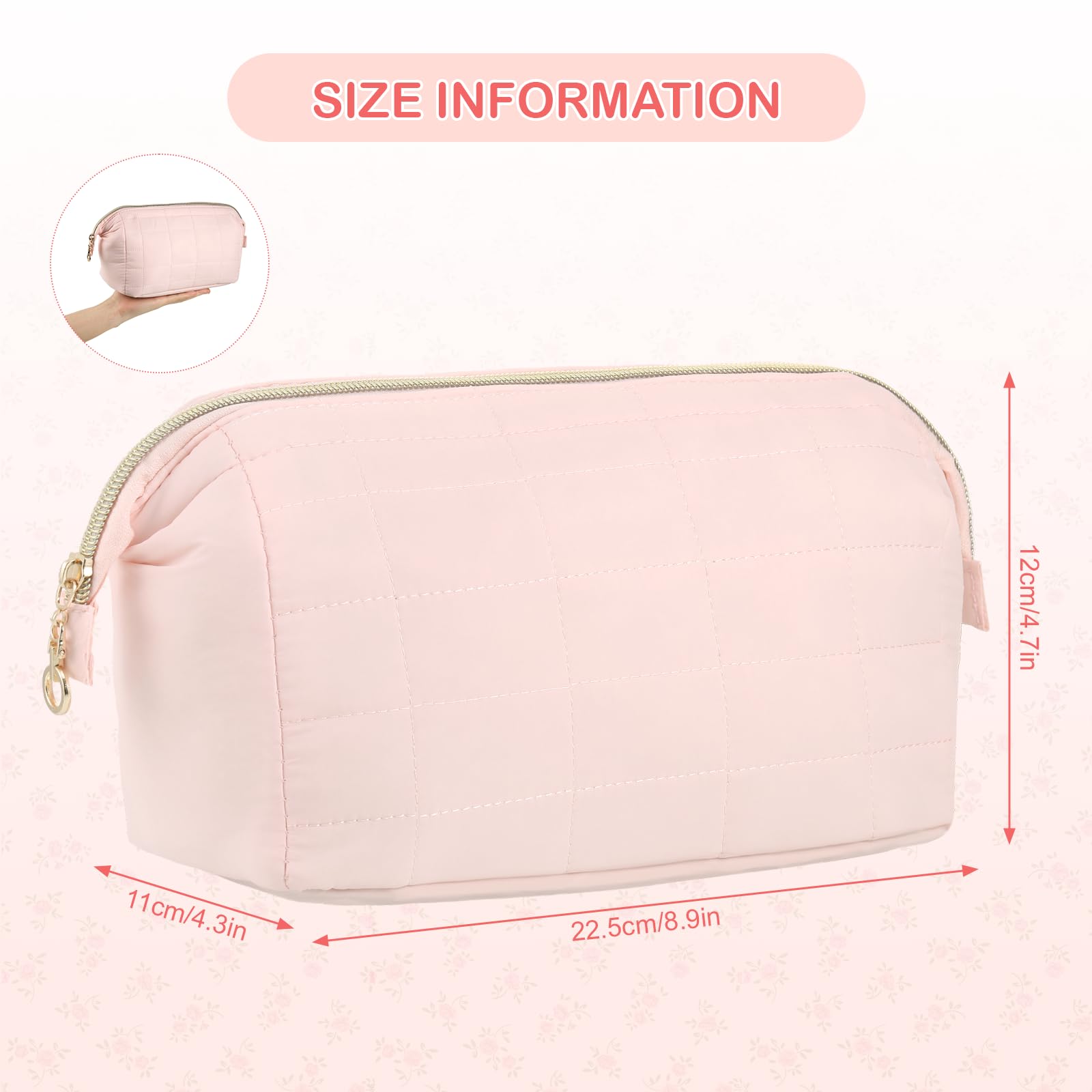 Small Pink Travel Toiletry Bag Makeup Cosmetic Organiser Pouch Lightweight - Image 2
