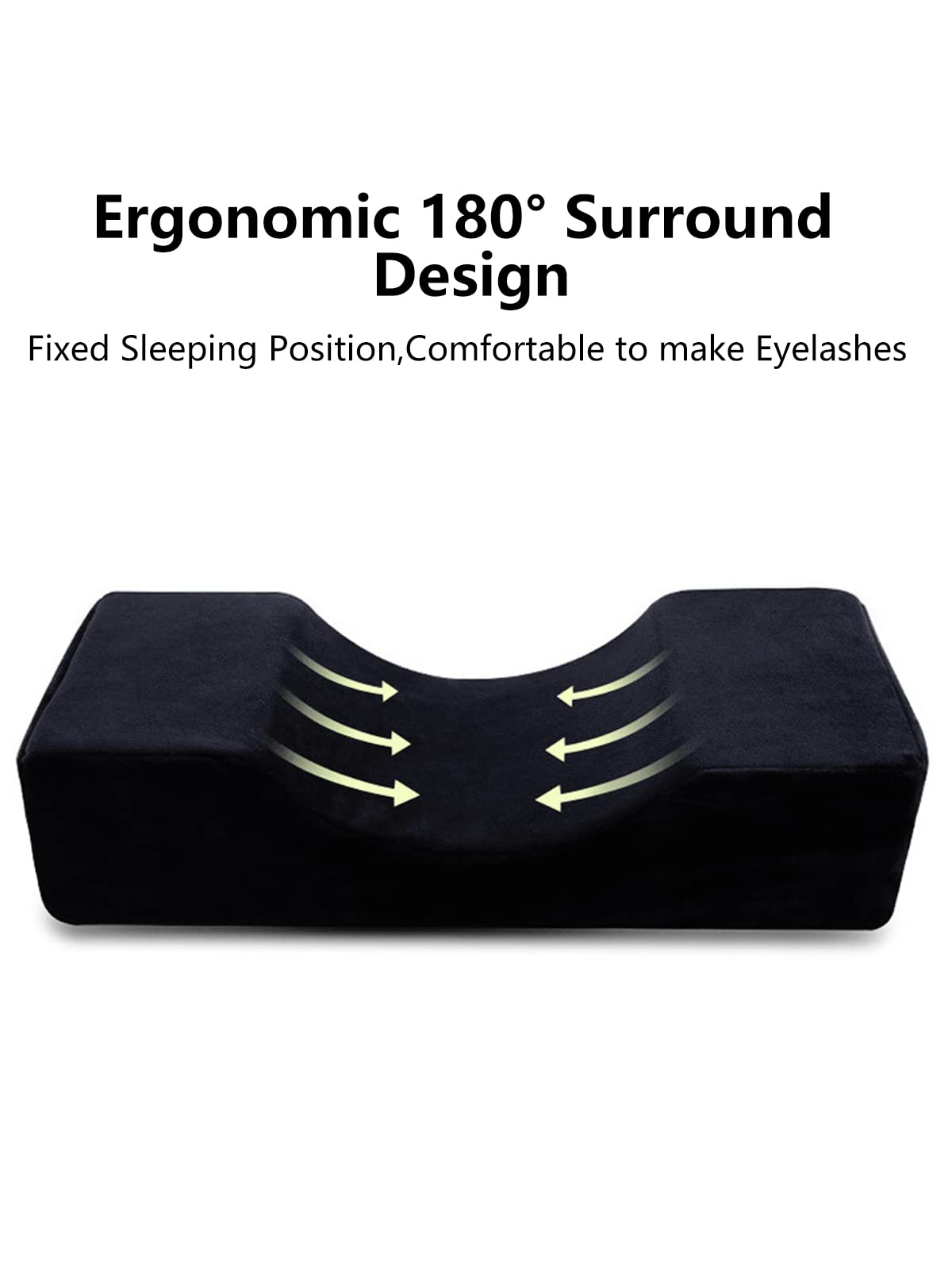 Lash Pillow for Eyelash Extensions U Shape Flannel Cushion Salon Black - Image 4